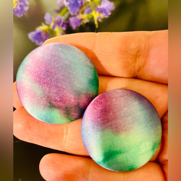 Vintage Southwest Silks Hand Painted Silk  Earrings - Picture 4 of 5